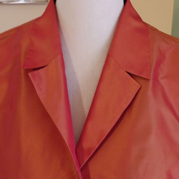 Anne Klein Vibrant Orange/Persimmon Silk Blouse. Dupioni. Versatile - Picture 2 of 11